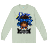Matcha Cheer Mom Afro Messy Bun Long Sleeve Tee - texasbilliewilder