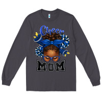 Smoke Cheer Mom Afro Messy Bun Long Sleeve Tee - texasbilliewilder