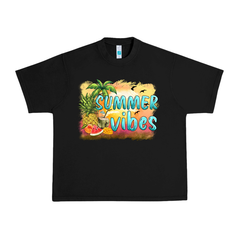Summer Vibes Sunset And Fruits Urban Heavy Tee by BarkalooDesign | Teevron