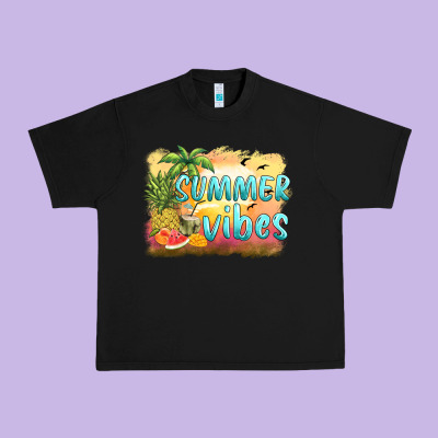 Summer Vibes Sunset And Fruits Urban Heavy Tee Designed By Barkaloodesign