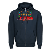 Navy Too busy being hermosa Zipper Hoodie - FaDigitalArtStudio