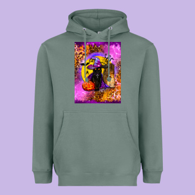 Witchy Cat Heavyweight Hoodie Designed By Bundleandbundleshop