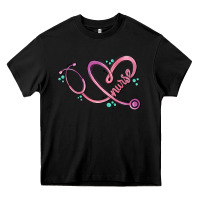 Black nurse heart Heavy Core Tee - MaliasSmallBusiness