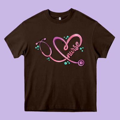 Nurse Heart Heavy Core Tee Designed By Maliassmallbusiness