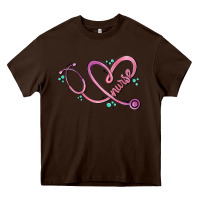 Chocolate Brown nurse heart Heavy Core Tee - MaliasSmallBusiness