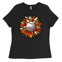 Black Baseball Sunflower Ladies Tee - Jasminsmagicworld