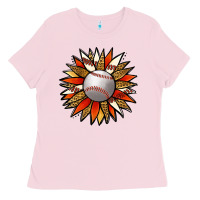 Bubblegum Pink Baseball Sunflower Ladies Tee - Jasminsmagicworld