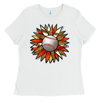 White Baseball Sunflower Ladies Tee - Jasminsmagicworld