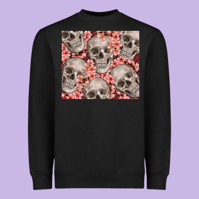 Skulls And Flowers Heavyweight Sweatshirt Designed By Tumblerdesignbyshophia