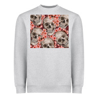 Heather Grey skulls and flowers Heavyweight Sweatshirt - TumblerDesignByShophia