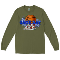 Army Green Game day Basketball Long Sleeve Tee - NancyCooperArtShop