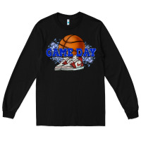 Black Game day Basketball Long Sleeve Tee - NancyCooperArtShop