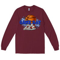 Burgundy Game day Basketball Long Sleeve Tee - NancyCooperArtShop
