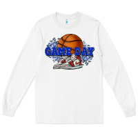 White Game day Basketball Long Sleeve Tee - NancyCooperArtShop