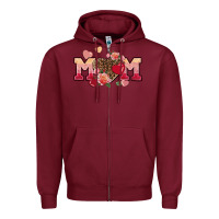 Burgundy Valentine's Day mom Zipper Hoodie - FaDigitalArtStudio
