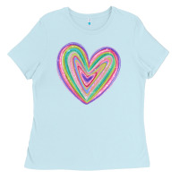 Baby Blue valentine's day colorful heart Ladies Tee - MaliasSmallBusiness
