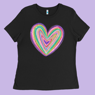 Valentine's Day Colorful Heart Ladies Tee Designed By Maliassmallbusiness