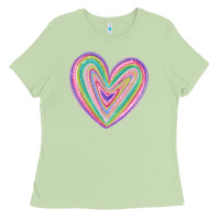 Matcha valentine's day colorful heart Ladies Tee - MaliasSmallBusiness