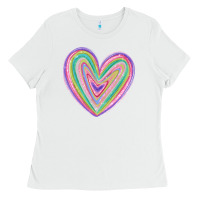 White valentine's day colorful heart Ladies Tee - MaliasSmallBusiness