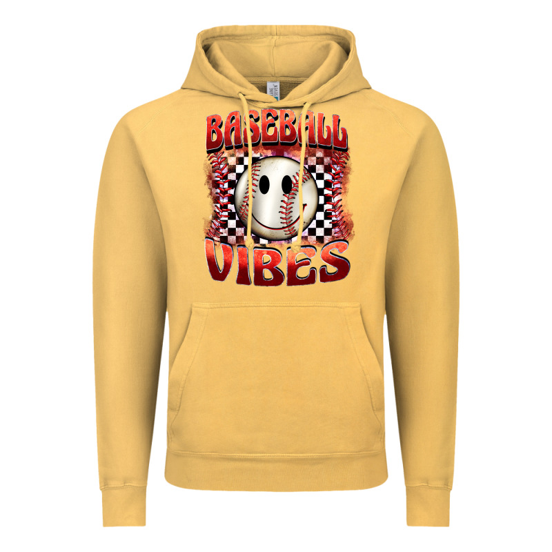 Baseball Vibes Smiley Face Vintage Hoodie by BarkalooDesign | Teevron