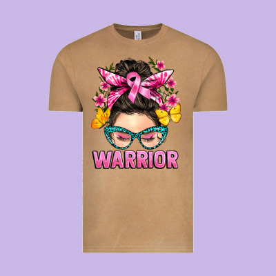 Cancer Warrior Messy Bun Vintage Tee Designed By Barkaloodesign