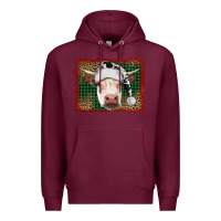 Burgundy Merry Christmas Hereford Cow With Background Premium Hoodie - RanaPortraitStore