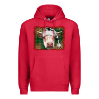 Cardinal Merry Christmas Hereford Cow With Background Premium Hoodie - RanaPortraitStore