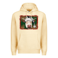 Pina Colada Merry Christmas Hereford Cow With Background Premium Hoodie - RanaPortraitStore