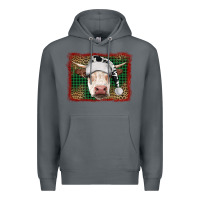 Rock Merry Christmas Hereford Cow With Background Premium Hoodie - RanaPortraitStore
