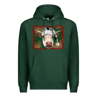 Sports Green Merry Christmas Hereford Cow With Background Premium Hoodie - RanaPortraitStore