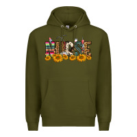 Army Green Western Nurse Sunflower Premium Hoodie - FaDigitalArtStudio