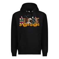 Black Western Nurse Sunflower Premium Hoodie - FaDigitalArtStudio