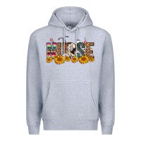 Heather Grey Western Nurse Sunflower Premium Hoodie - FaDigitalArtStudio
