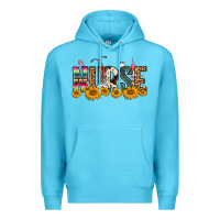 Ocean Blue Western Nurse Sunflower Premium Hoodie - FaDigitalArtStudio