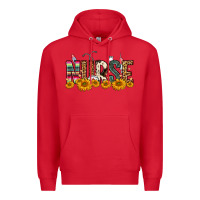 Red Western Nurse Sunflower Premium Hoodie - FaDigitalArtStudio