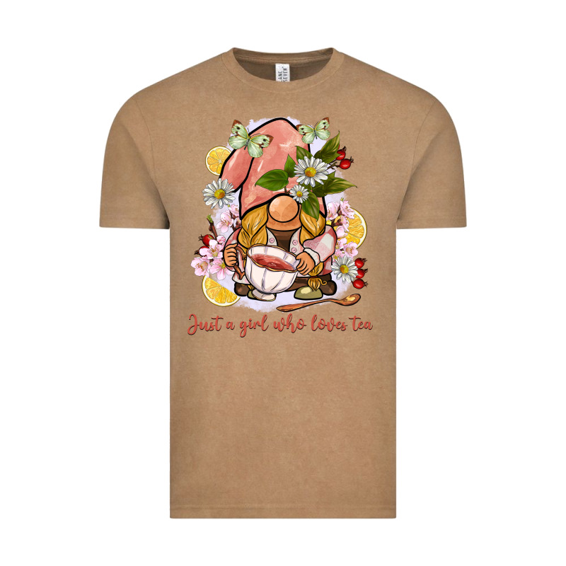 Just A Girl Who Loves Tea Gnome Vintage Tee by BarkalooDesign | Teevron