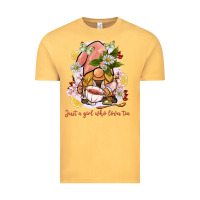 Vintage Mustard just a girl who loves tea gnome Vintage Tee - BarkalooDesign