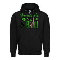 Black St. Patrick's Day Shamrock and roll Zipper Hoodie - OliviaCreatesArt