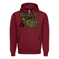 Burgundy St. Patrick's Day Shamrock and roll Zipper Hoodie - OliviaCreatesArt