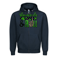 Navy St. Patrick's Day Shamrock and roll Zipper Hoodie - OliviaCreatesArt