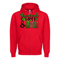 Red St. Patrick's Day Shamrock and roll Zipper Hoodie - OliviaCreatesArt