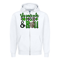 White St. Patrick's Day Shamrock and roll Zipper Hoodie - OliviaCreatesArt