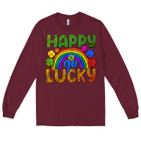 Burgundy Happy go lucky LGBTQ+ Long Sleeve Tee - NancyCooperArtShop