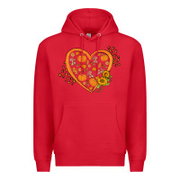 Red Western Autumn Heart Premium Hoodie - FaDigitalArtStudio