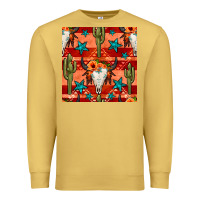 Antique Gold bull skull cactus seamless pattern Premium Sweatshirt - BundleAndBundleShop