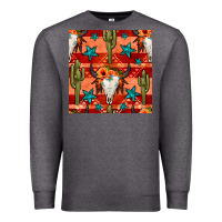 Charcoal Heather bull skull cactus seamless pattern Premium Sweatshirt - BundleAndBundleShop