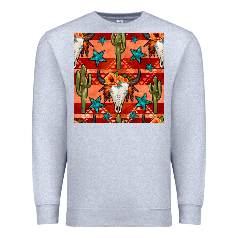 Bull Skull Cactus Seamless Pattern Premium Sweatshirt by BundleAndBundleShop | Teevron