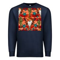 Navy bull skull cactus seamless pattern Premium Sweatshirt - BundleAndBundleShop