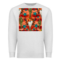 Oatmeal Heather bull skull cactus seamless pattern Premium Sweatshirt - BundleAndBundleShop