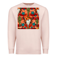 Pale Pink bull skull cactus seamless pattern Premium Sweatshirt - BundleAndBundleShop